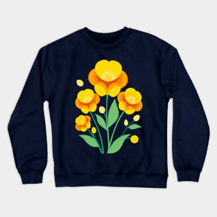 Yellow Buttercup Flowers Retro Boho Crewneck Sweatshirt